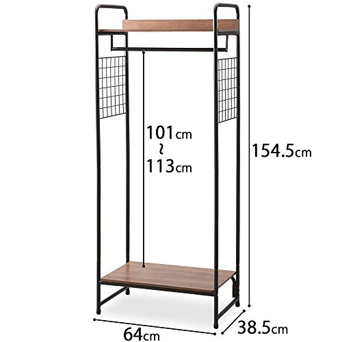 アイリスオーヤマ ハンガーラック ブラック 64×38.5×154.5cm 2WAYタイプ プレミアム メッシュパネル付き PI-B4 パイプハンガー_2