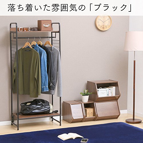 アイリスオーヤマ ハンガーラック ブラック 64×38.5×154.5cm 2WAYタイプ プレミアム メッシュパネル付き PI-B4 パイプハンガー_5