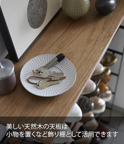 山崎実業(Yamazaki) 天板付き シューズラック 6段 ブラック 約W66×D25×H87cm タワー tower 下駄箱 靴 収納 フック付き 3370_3