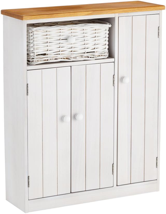 萩原(Hagihara) トイレラック トイレ 収納 棚 【完成品】 カゴ付き ミドル 開き戸 ホワイト MTR-6459 ワイド