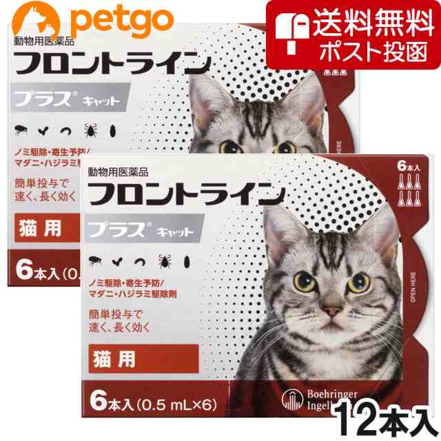 ネコポス(同梱不可)】【2箱セット】猫用フロントラインプラスキャット 6本（6ピペット）（動物用医薬品） ペット用医薬品