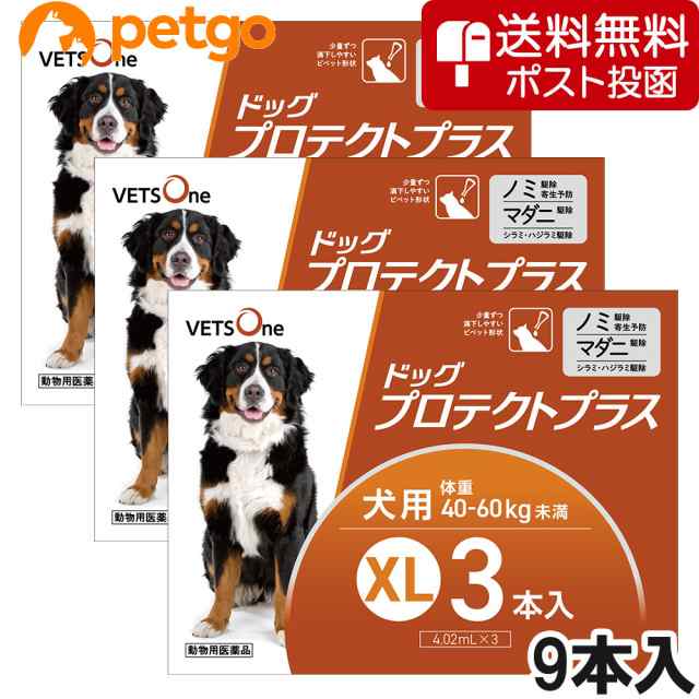 【ネコポス(同梱不可)】【3箱セット】ベッツワン ドッグプロテクトプラス 犬用 XL 40kg〜60kg未満 3本 (動物用医薬品)