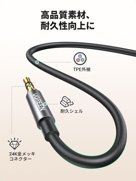 UGREEN オーディオケーブル 3.5mm 分配ケーブル 3極/TRS イヤホン分岐コード 2分配ケーブル ヘッドホン延長ケーブル Hi-Fi音質  高耐久性Tの通販はau PAY マーケット - アッシュカラー | au PAY マーケット－通販サイト