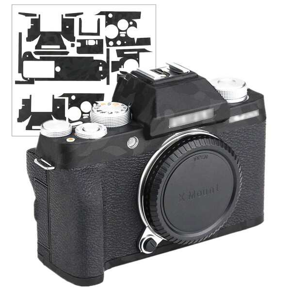 カメラ保護レザーフィルム 富士フイルム Fujifilm X-T200 XT200 カメラ に対応 3M材料ブラック迷彩