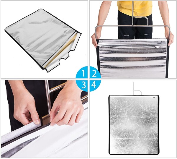Selens フラッグパネル 45cmx60cm ステンレス製 4-in-1リフレクター+ディフューザーキット 撮影用フラッグ 取り外し快速 スタジオ撮影 写真照明反射器 広告 インタビュー ビデオ撮影 人物撮影_7