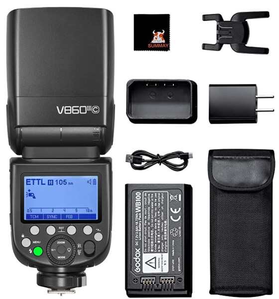 GODOX V860III-C E-TTL IIカメラフラッシュマスタースレーブスピードライト1 / 8000s HSS GN60 2600mAh充電式バッテリースピードライトCa