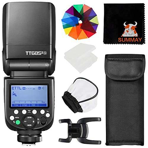 GODOX TT685II-Sソニーカメラ用オンカメラTTLフラッシュ、1/8000秒高速同期、クイックリリースロック、TCMインスタント変換、GN60手動ス