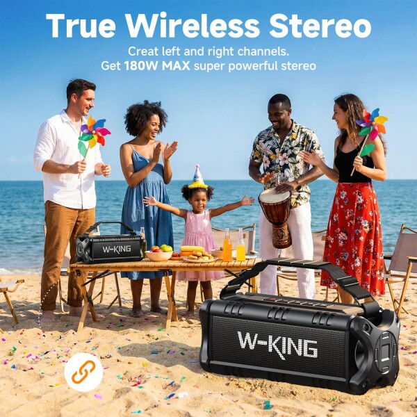 W-KING 50W(90Wピーク)Bluetooth スピーカー、IPX6 防水ポータブル
