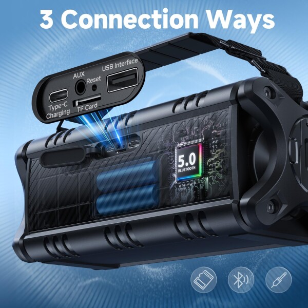 W-KING 50W(90Wピーク)Bluetooth スピーカー、IPX6 防水ポータブル