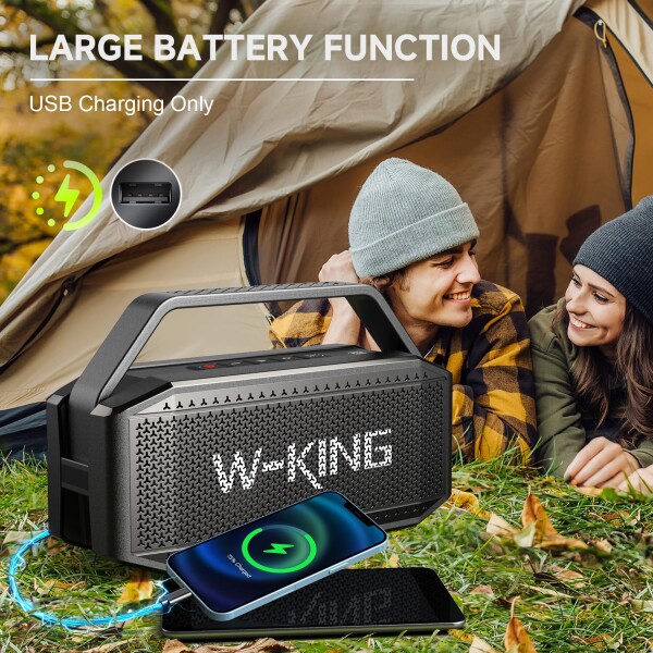 ぶるーとゅーす スピーカー W-KING 60W RMS 100Wピーク、スピーカー bluetooth ワイヤレス ポータブル重低音、IPX6防水屋外ワイヤレススピーカー、Bluetooth 5.0、True Wireless Stereo、40時間再生時間、_4