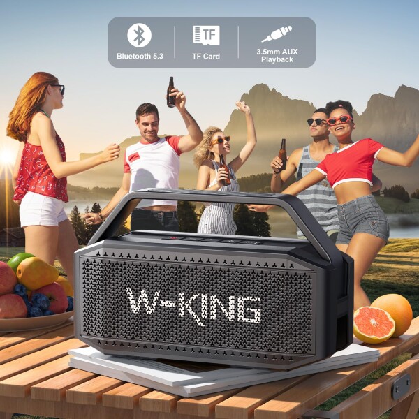 ぶるーとゅーす スピーカー W-KING 60W RMS 100Wピーク、スピーカー bluetooth ワイヤレス ポータブル重低音、IPX6防水屋外ワイヤレススピーカー、Bluetooth 5.0、True Wireless Stereo、40時間再生時間、_6