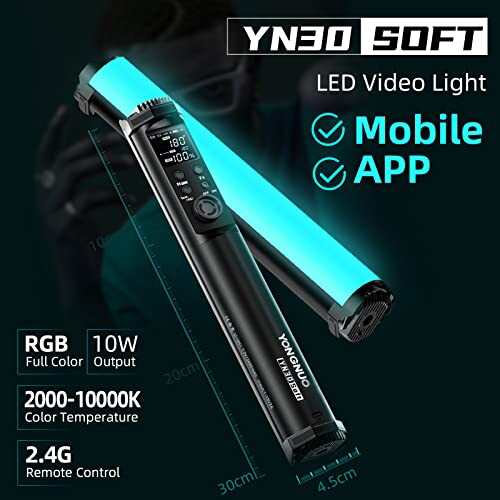 YONGNUO YN30SOFTハンドヘルド LED ビデオライト Type-C充電 ワンド