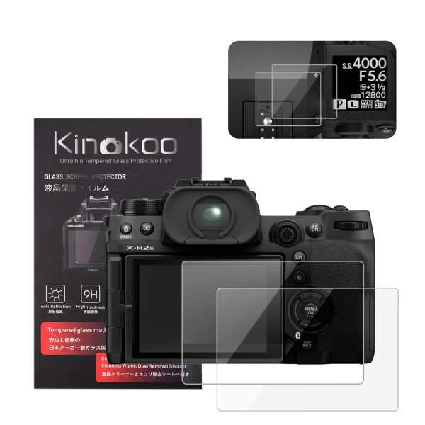 kinokoo 液晶保護フィルム 富士 Fujifilm デジタルカメラ XH2 X-H2 XH2S X-H2S 専用 硬度9H 高透過率 耐指紋 気泡無し 強化ガラス 厚さ0.