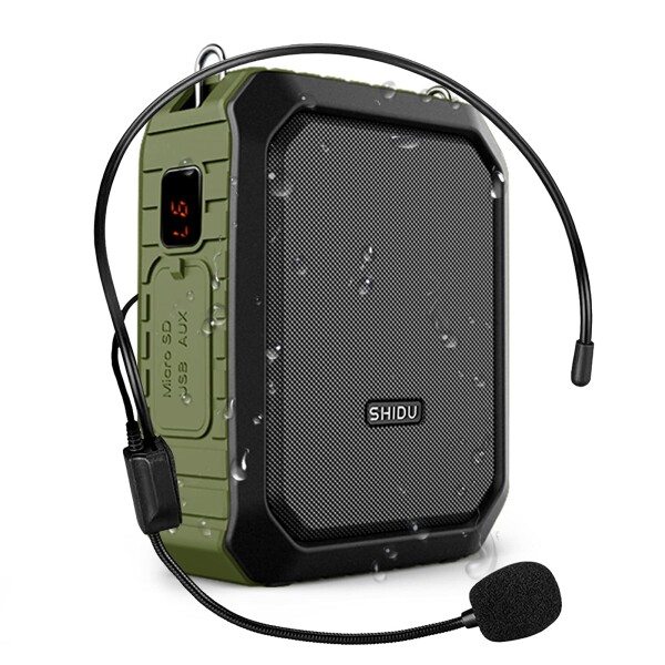 拡声器 ポータブル拡声器 ハンズフリー 18W 多機能小型スピーカー IPX5防水 有線ヘッドセットマイク 音楽再生/拡声/録音/USB/TFカード/AUX対応 販促活動 会議 ヨガ指導 小型イベント 教師 ツ