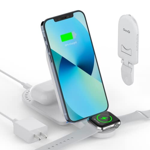 ワイヤレス充電器 3in1 iPhone 14/13/12シリーズ対応 Apple Watch 8/7充電スタンド アップルウォッチ6/5/4/3/2/1用対応 iPhone 11/XS/XR/X/8 Plus/Samsung Galaxy S9+/S8+/S20/S21対応 AirPodsワイヤレス充電対応 三台同