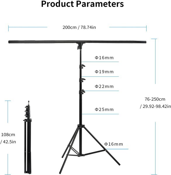 Selens 背景スタンド 撮影スタンド T字型スタンド 200x250CM/78.7x98