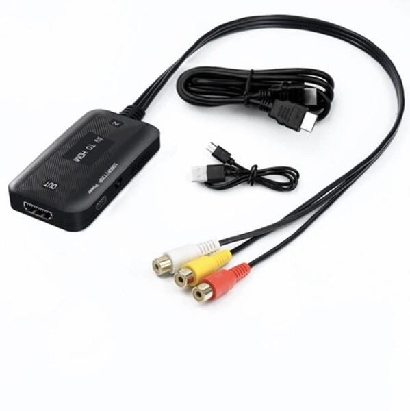 KKM-ラブショー RCA to HDMI 変換コンバーター AV to HDMI コンポジット 1080/720P切り替え 音声出力可 USB給電 3色(赤 白 黄)ビデオ/av