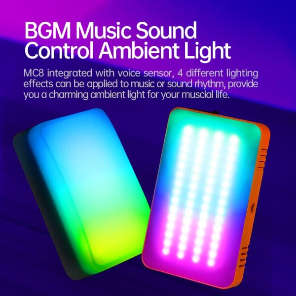 SOONWELL MC8 RGBWW LEDライト 撮影用ライト 360°フルカラーLEDピクセルビデオライト CRI96+ 2600~6000K Type-C充電 10モードピクセル照明効果 動画撮影、生放送、ライブ、YouTube、tik tok、自撮り、ビデ_3