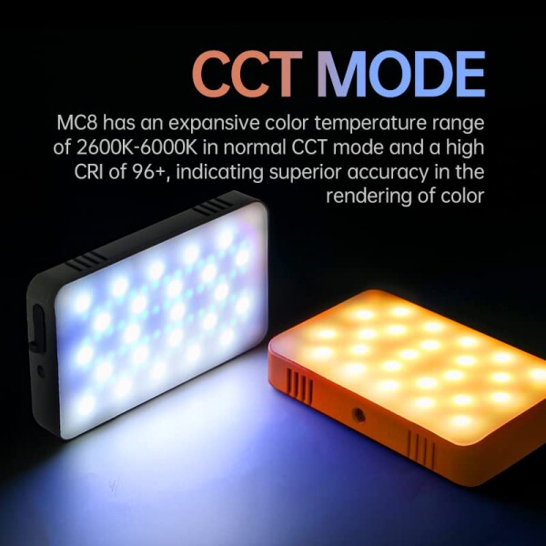 SOONWELL MC8 RGBWW LEDライト 撮影用ライト 360°フルカラーLEDピクセルビデオライト CRI96+ 2600~6000K Type-C充電 10モードピクセル照明効果 動画撮影、生放送、ライブ、YouTube、tik tok、自撮り、ビデ_4
