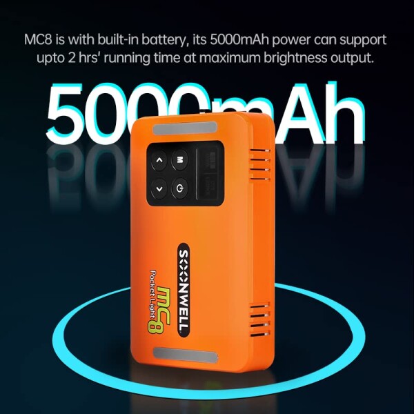 SOONWELL MC8 RGBWW LEDライト 撮影用ライト 360°フルカラーLEDピクセルビデオライト CRI96+ 2600~6000K Type-C充電 10モードピクセル照明効果 動画撮影、生放送、ライブ、YouTube、tik tok、自撮り、ビデ_5