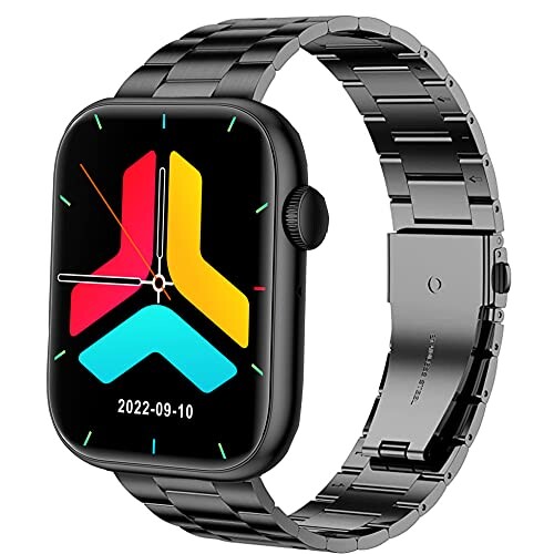 Lamsaw for Vikisda QX7 スマートウォッチ バンド, ステンレス製 メタル ベルト 交換バンド 対応 Vikisda QX7 スマートウォッチ/Seefox Qx7 1.85インチ大画面スマートウォッチ / Newluck QX7 1.85インチ スマ