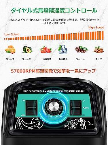 Huanyu 2800W ブレンダー 3.9L 業務用ミキサー 大容量 高速回転 一台多 ...