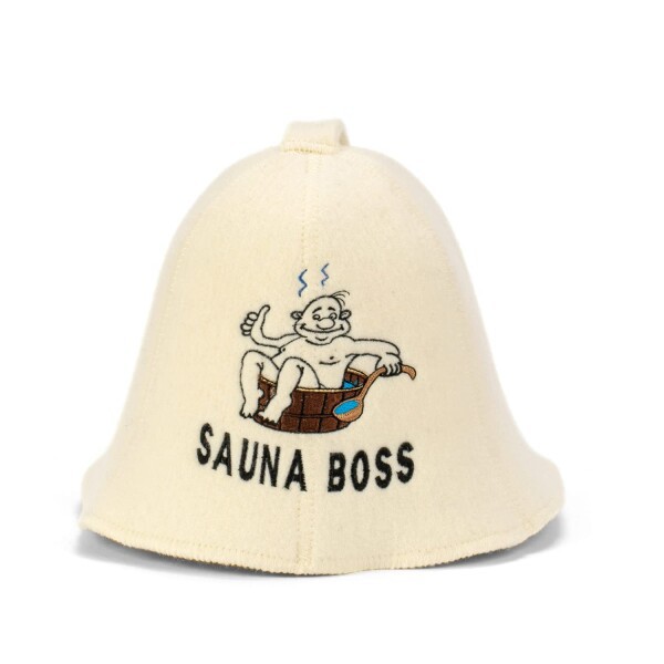 自然な原料のサウナハット「Sauna Boss Bucket」 ホワイト／グレー 100%オーガニックウール素材によって、まるでロシアのサウナにいるよのサムネイル
