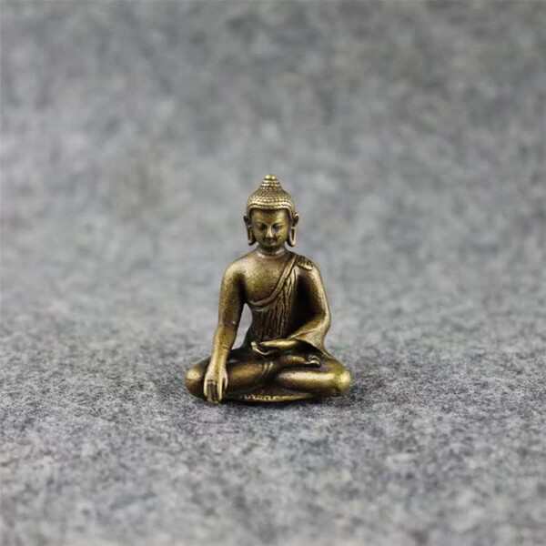 ミニチュア 仏像 釈迦如来像 真鍮釈迦牟尼仏坐像 銅製仏像 仏教美術品