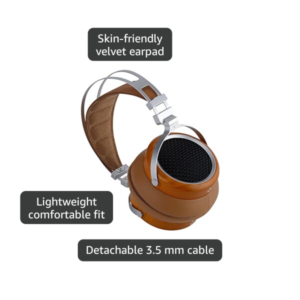 SIVGA LUAN Hi-Fi ダイナミックドライバ 木製 ヘッドホン (ブラウン)の