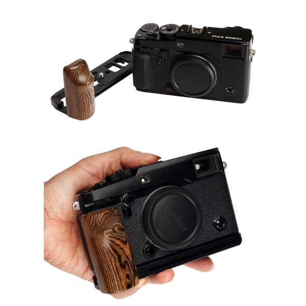 WEPOTO Fujifilm X-PRO2 用ハンドグリップメタル黄金檀木材 GP-XPRO2_5