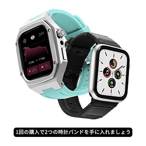 コンパチブル Apple Watch バンド 44mm 45mm 2本セット 頑丈な金属製の