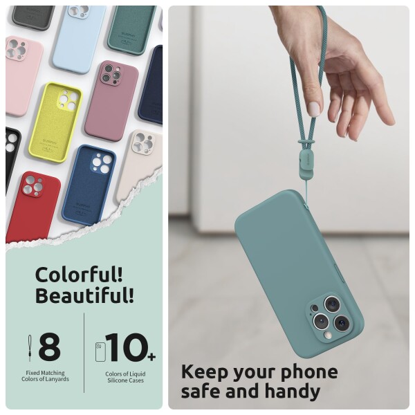 SURPHY iPhone15 pro用ケース シリコン,フィルム付き ストラップ付き