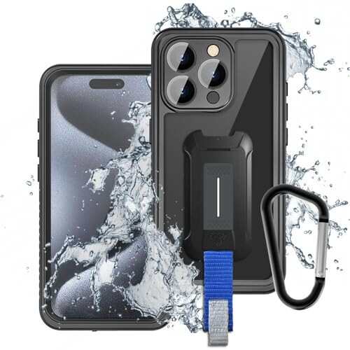 (ARMOR-X) iPhone 15 Proケース IP68 Waterproof Case ブラック (Black)