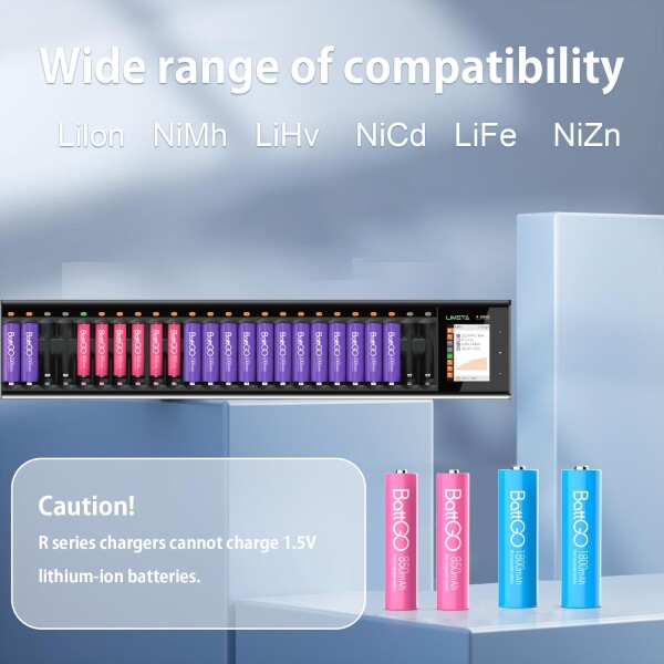 【送料無料】LI 24スロット急速電池充電器 LCD付き、単3形・単4形 24本同時充電可能、独立スロット対応、NiMH/NiCd/ LIMETA 24スロット急速電池充電器 LCD付き、単3形・単4形 24