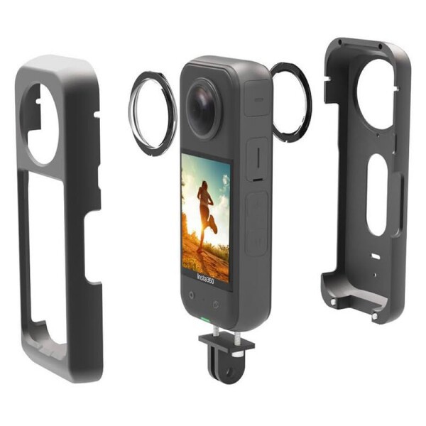 ONE X3 ケージ ONE X3 粘着式レンズガード Insta360 X3 用 アルミニウム 保護ケースセット底部には1/4ネジ穴とGoproアダプター付き 三脚