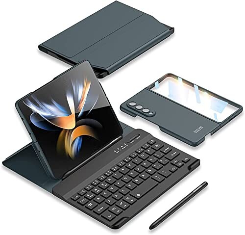 Galaxy Z Fold4 キーボードケース Bluetooth手帳型 Galaxy Z Fold4 ケース 純正 スタンド機能 高級 人気 Galaxy Z Fold4 ケース Sペン収