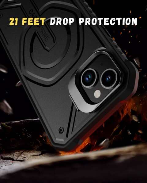 Caseborne iPhone 15 互換保護ケース - 5層構造、MagSafe互換、スリムでありながら頑丈な強化ガラススクリーンプロテクター、キックスタンド＆ベルトクリップホルスター付属の通販は