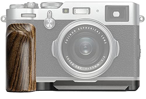 WEPOTO Fujifilm X100V X100F 用ハンドグリップメタル黄金檀木材 GP-X100V