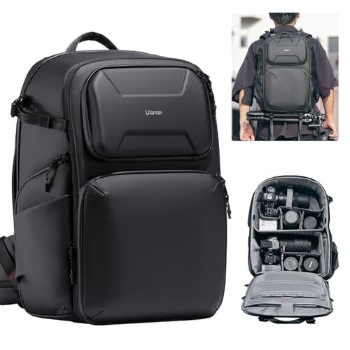 (VIJIM) Ulanzi BP10 カメラバッグ バックパック リュック 大容量 25L+10L サイドアクセス ハードカバー付き 一眼レフカメラ 三脚 小物収