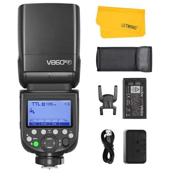 Godox ゴドックス V860III-F カメラ フラッシュ 2.4G HSS 1 / 8000s 7.2V / 2600mAhバッテリーリチウムイオン0.01-1.5sリサイクルタイム