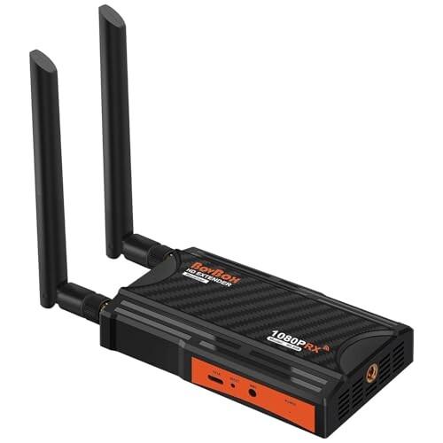 ワイヤレスHDMI エクステンダーレシーバー、2.4/5GフルHD200mサポート1TX最大4RX、DSLRカメラプロジェクター用のHDMIループアウトおよびI ワイヤレスHDMI エクステンダーレシーバー、2.4/5GフルHD200mサポート