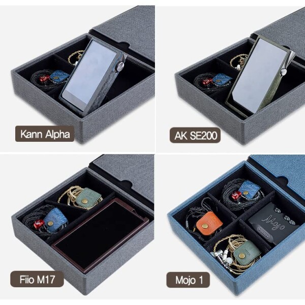MITER キャリングケース DAP + Earphone イヤホン 収納, Carrying Case Cover for Digital Audio Player and IEM Earphones (4イヤホン 平らな収納-Black)_2