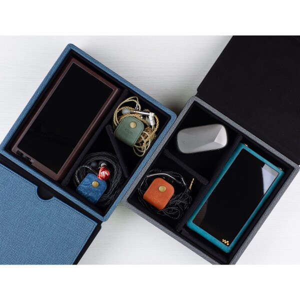 MITER キャリングケース DAP + Earphone イヤホン 収納, Carrying Case Cover for Digital Audio Player and IEM Earphones (4イヤホン 平らな収納-Black)_5