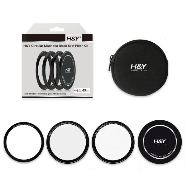 H&amp;Y ブラックミストフィルター Circular Magnetic Black Mist Filter Kit 49mm マグネット式 フィルターセット ブラックミスト 2枚セット 帯電防止 防汚 撥水 防傷 BK49_1