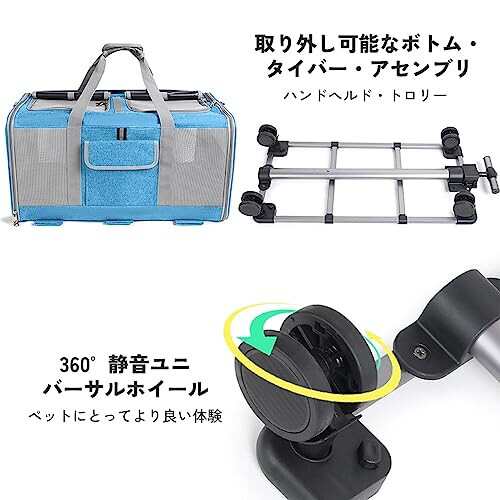Aikenn 猫 キャリー 2匹用 キャリーバッグ 折りたたみ 通気性 耐久性 リュック 軽量 持ち運び 旅行 通院 ペット用品(ブルー)の通販は
