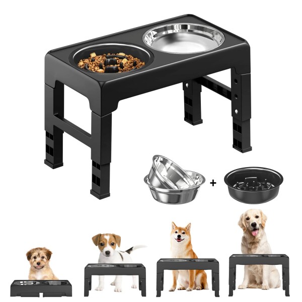 ペットボウル Pawabooフードボウル 台 お皿 中型犬 大型犬 ペット用品 食器 フードスタンド付き 高度調節4段 ステンレスボウル 早食い防止ボウル ペット皿 滑り止め 給餌容器 給水容器 コの通販はその他犬用品・ドッグフード