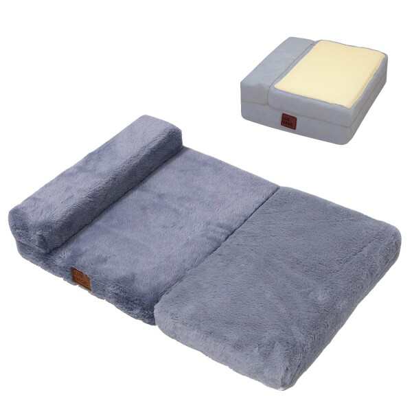 Lux Oasis 犬ベッド 猫ベッド ペットマット 折りたたみ式 ペット用 クッション 枕付き 高反発 ふわふわ 通年 滑り止め 洗える (S, ライトグレー)の通販は 4,648円