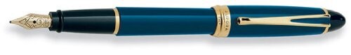 Aurora Ipsilon Deluxe Blue w/ Gold Trim Medium Point Fountain Pen - AU-B12B-M