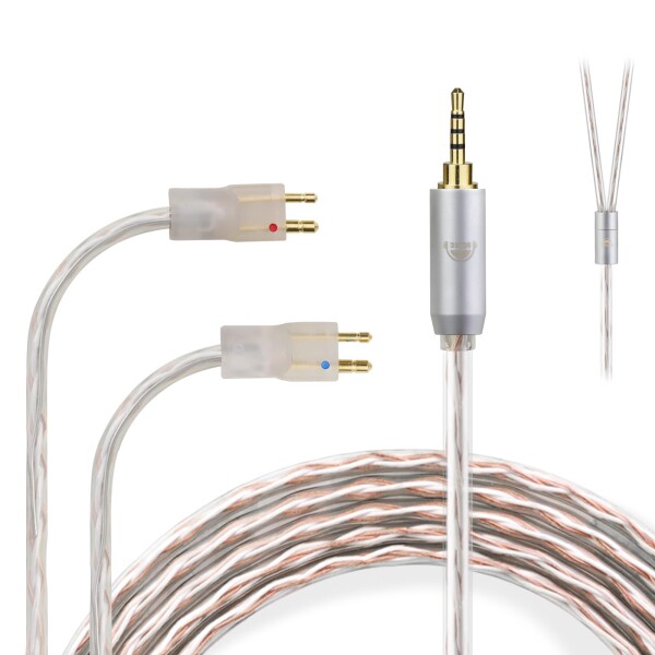 okcsc JBX リケーブル FitEar用 2Pinコネクタ イヤホンケーブル イヤホン・ヘッドホン用 MH334・MH335DW・TG223・TG333・TG334などに適合 OFC 4芯 長さ1.2m 2.5mm