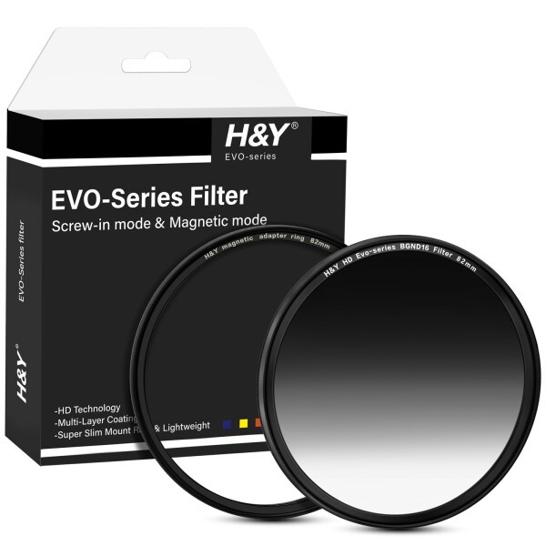 H&Y NDフィルター 82mm HD EVO バランサーGND16 フィルターキット 82mm エボ マグネット式 ねじ込み式両対応 ハーフND ソフトグラデーシ